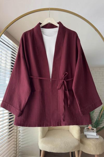 Cepli Müslin Kimono Bordo